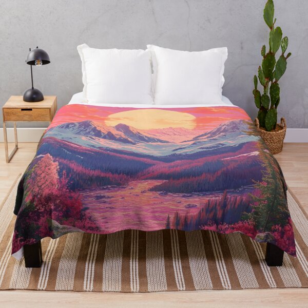 Item preview, scenic mountains under a pink sky landscape designed and sold by dcrc.