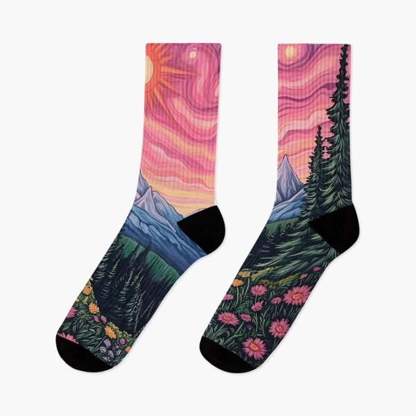 Item preview, scenic mountains under a pink sky landscape designed and sold by dcrc.