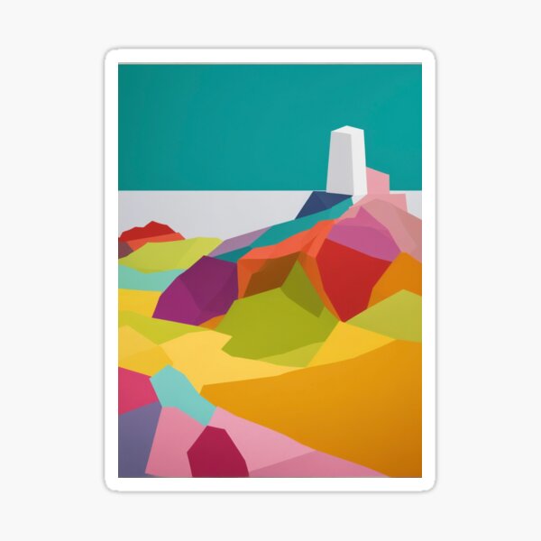 Ty Mawr Lighthouse, Colourful Coastal Abstract work - Chris Corish Sticker