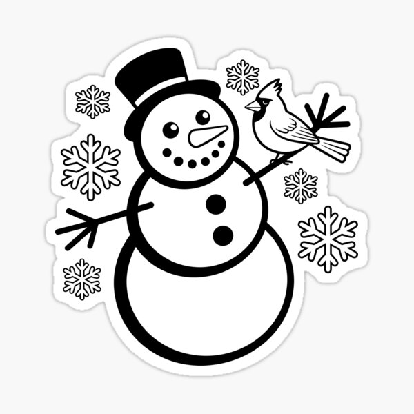 Item preview, Snowman and Cardinal Bird Winter Design designed and sold by theartfulaspie.