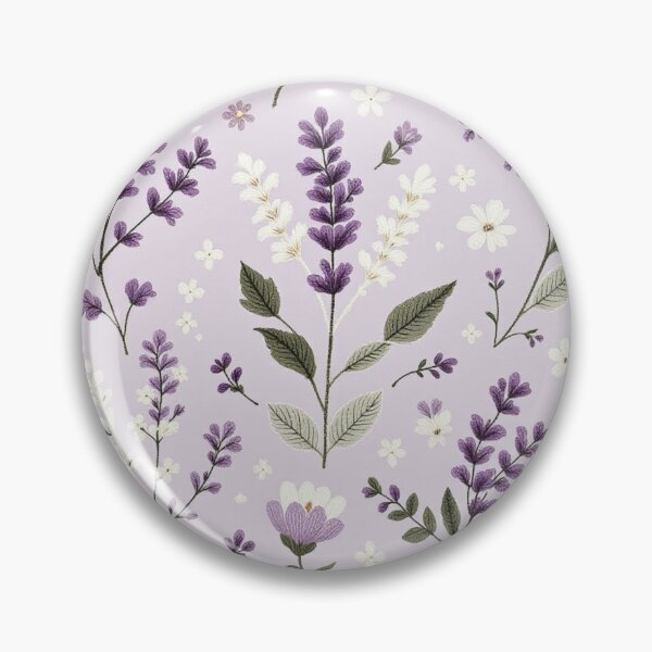 Item preview, Folk Lavender Seamless Pattern - Stylized Flowers with Decorative Stitch and Symmetrical Leaves Design designed and sold by Sunstone Print.