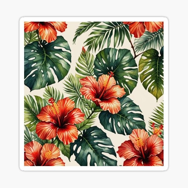Item preview, Red Hibiscus Tropical Pattern designed and sold by AmazingCorn.