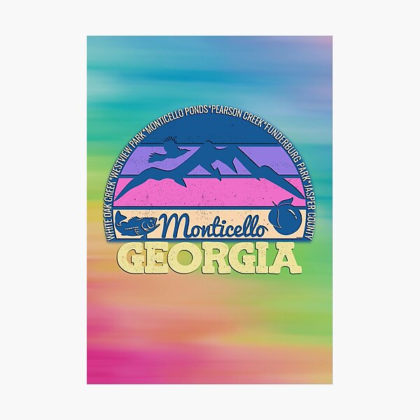 Item preview, Monticello Georgia Sunset Retro Vintage Local Pride Logo designed and sold by CRHPOD20.