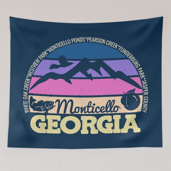 Item preview, Monticello Georgia Sunset Retro Vintage Local Pride Logo designed and sold by CRHPOD20.