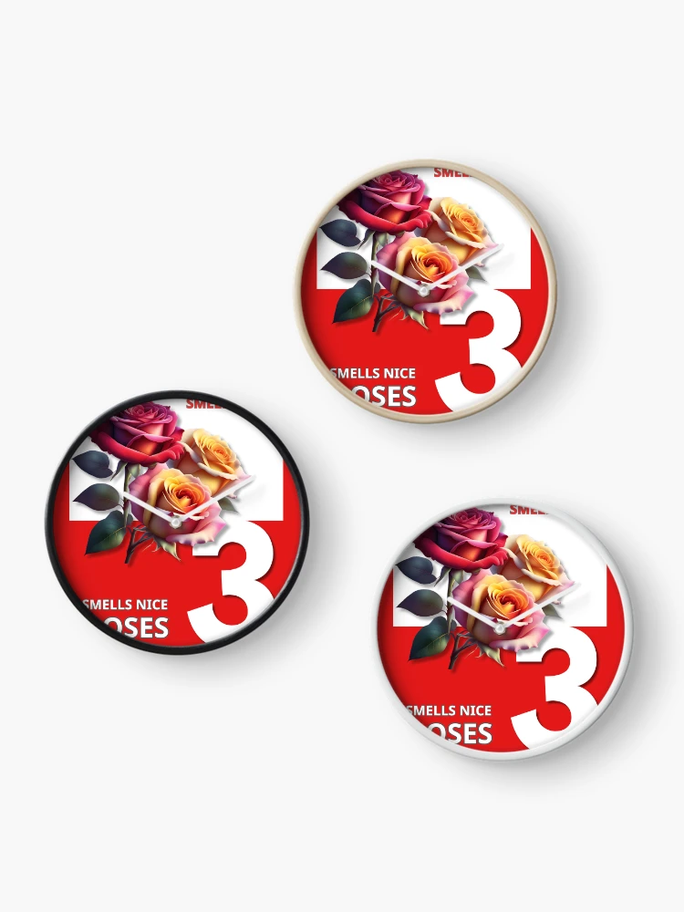 Thumbnail 3 of 4, Clock, 3 Roses  designed and sold by 4Dart.