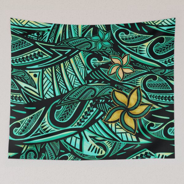 Item preview, Samoan - Polynesian - Hawaiian Teal Tribal 1503 designed and sold by sunnthreads.