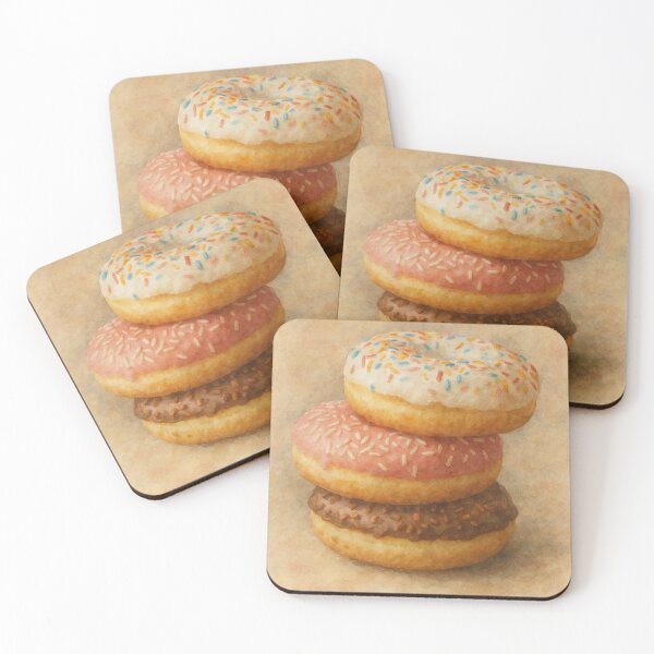 Item preview, Whimsical Watercolor Donut Stack – Fine Art Print designed and sold by Pacika.