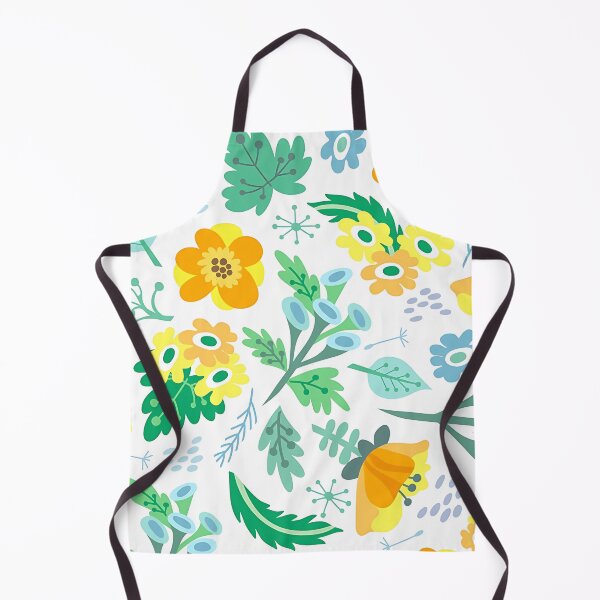 Item preview, Minimalist Botanical A-Line Dresses - Yellow Flowers, Abstract Green and Blue Leaf Pattern on White Background designed and sold by FestivityFinds.