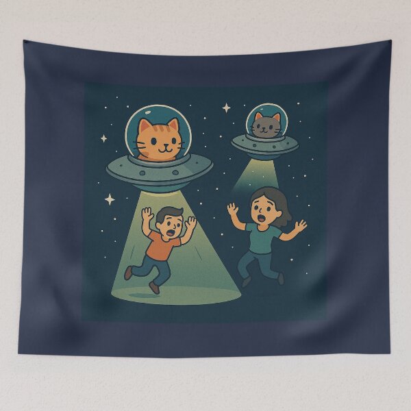 Item preview, “Cosmic Catnappers: UFO Kitty Abduction Squad” designed and sold by Abducted Treasures.