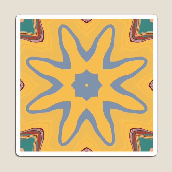 Artikelvorschau, Lebendiges abstraktes geometrisches Muster in warmen Gelb- und Blautönen entworfen und verkauft von Zilpa’s Prints.