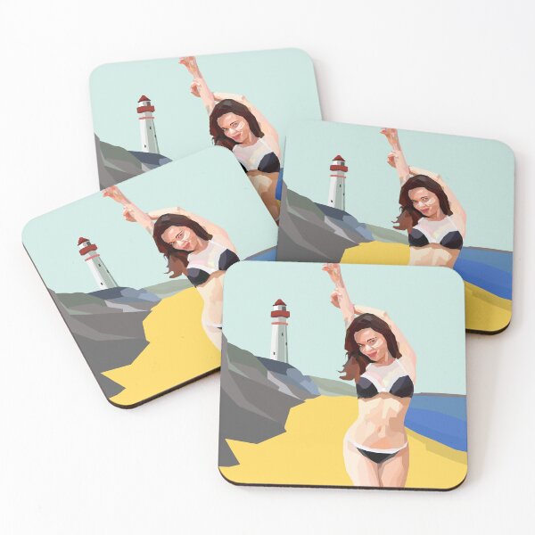 Artikelvorschau, Ein Sommertag, Bikini am Strand, Leuchtturm im Stil eines Vintage Seaside Posters - Chris Corish entworfen und verkauft von CrookedPaintbrushStudios .
