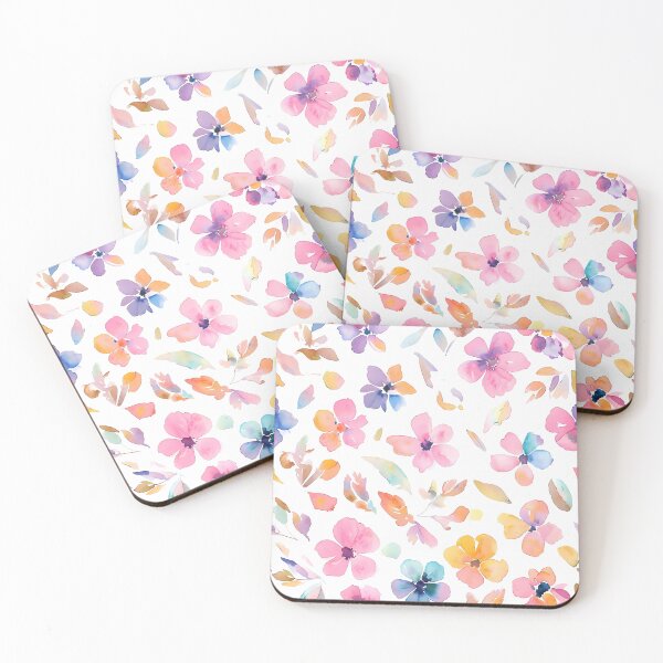 Artikelvorschau, Pastellfarbenes A-Linien-Kleid mit Blumenmuster | Aquarell-Blumenmuster | Weiches und luftiges Design entworfen und verkauft von FestivityFinds.