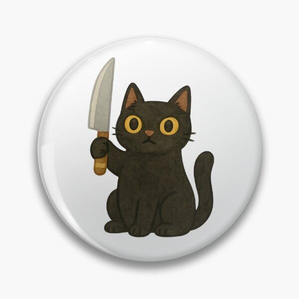 Item preview, Angry Black Cat with Knife – Funny Cartoon Art - Kitten Cat Humourous Meme  designed and sold by Anna T..