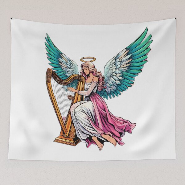 Item preview, Superhero angel woman with harp ,Angel,angel art,divine power,Superhero designed and sold by Expressions-Sel.