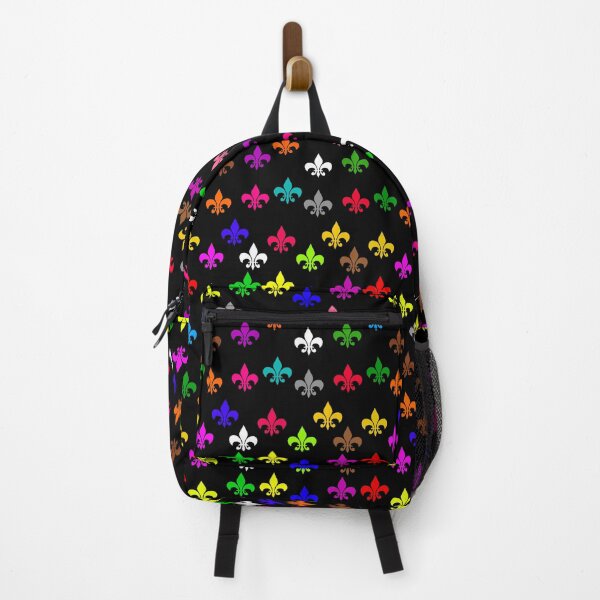 Item preview, Multicolored Fleur-de-lis Pattern Design - Black designed and sold by PatternTitan.