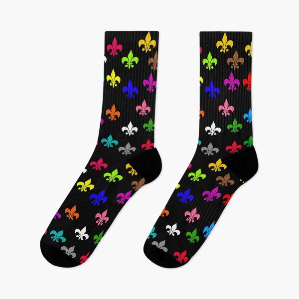 Item preview, Multicolored Fleur-de-lis Pattern Design - Black  designed and sold by PatternTitan.