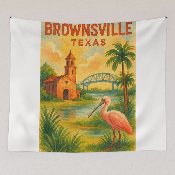Item preview, Brownsville Texas – Chapel, Spoonbill and River designed and sold by Places On Earth.