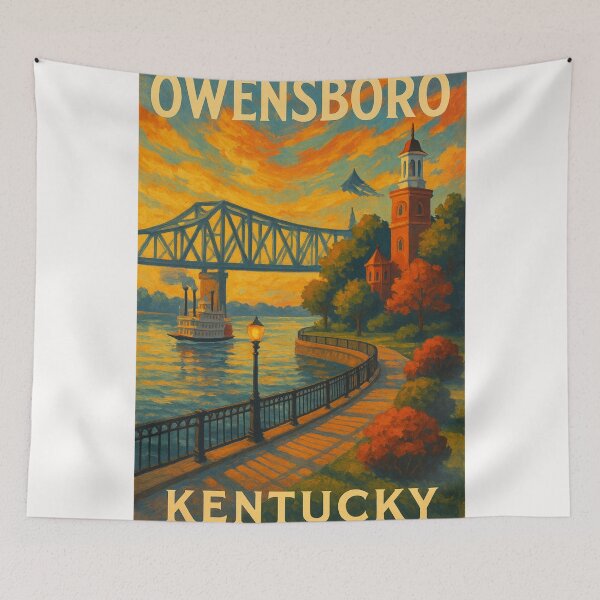 Item preview, Owensboro Riverfront – Tower, Bridge, and Steamboat designed and sold by Places On Earth.
