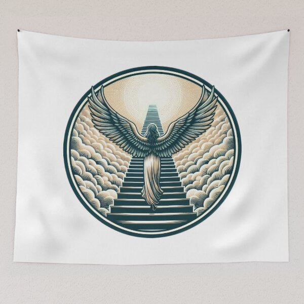 Item preview, Superhero angel walks up the stairs to heaven,Angel,angel art,divine power,Superhero designed and sold by Expressions-Sel.