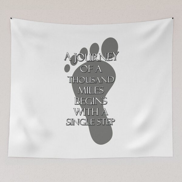 Item preview, A Journey of a Thousand Miles Begins with a Single Step – Outdoor Adventure Quote designed and sold by ArtsyExplorer.
