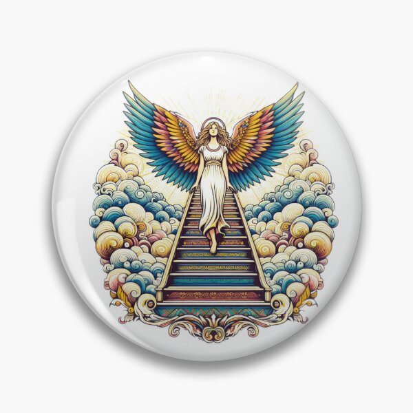 Item preview, Superhero angel woman with angelic wings up the stairs in the sky,Angel,angel art,divine power,Superhero designed and sold by Expressions-Sel.