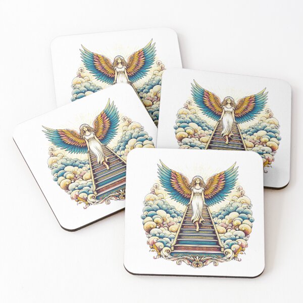 Item preview, Superhero angel woman with angelic wings up the stairs in the sky,Angel,angel art,divine power,Superhero designed and sold by Expressions-Sel.