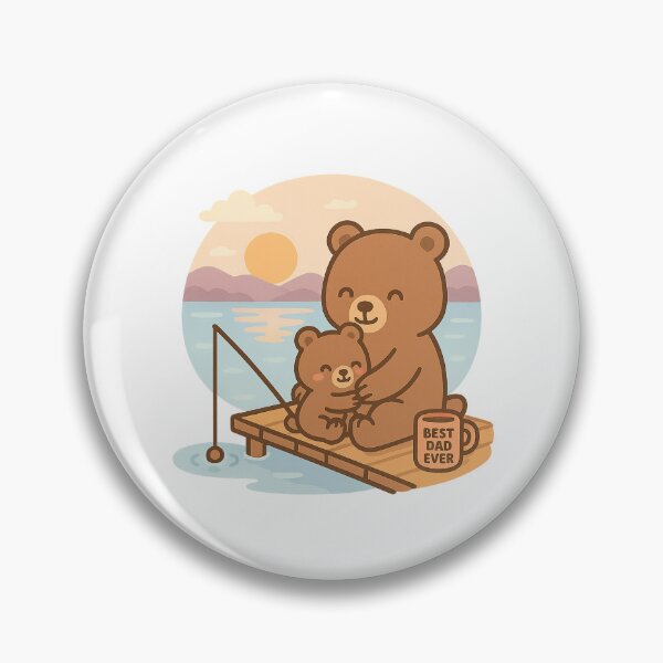 Item preview, Bear Dad and Cub Fishing at Sunset designed and sold by Daniel-DL.