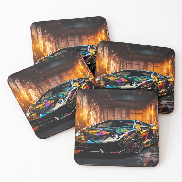 Item preview, Supercar With Colorful Abstract Wrap In Urban Garage designed and sold by RevUpDesign.