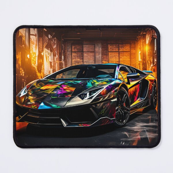 Item preview, Supercar With Colorful Abstract Wrap In Urban Garage designed and sold by RevUpDesign.