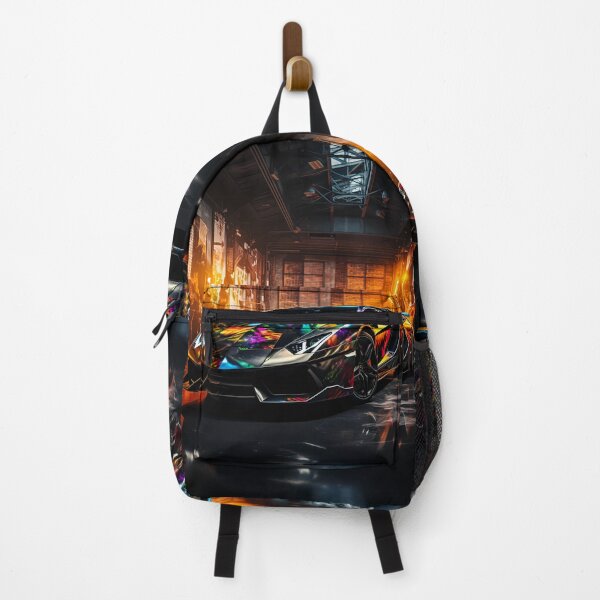 Item preview, Supercar With Colorful Abstract Wrap In Urban Garage designed and sold by RevUpDesign.