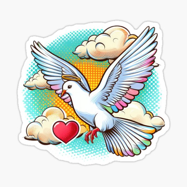 Item preview, Superhero angel white dove with clouds and heart in the sky,Angel,angel art,divine power,Superhero designed and sold by Expressions-Sel.