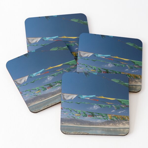 Item preview, Tibetan colorful prayer flags in desert landscape with river designed and sold by Eckart Mayer Photography.
