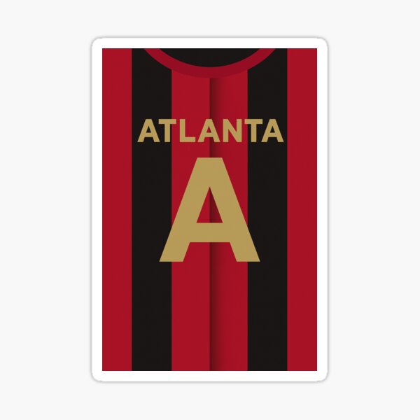 Item preview, Atlanta Red & Black Football Shirt Design – Minimalist Soccer Art with Gold “A” Emblem designed and sold by Final Whistle Art.