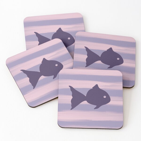 Item preview, Purple fish on pastel stripes designed and sold by CrocoDi.