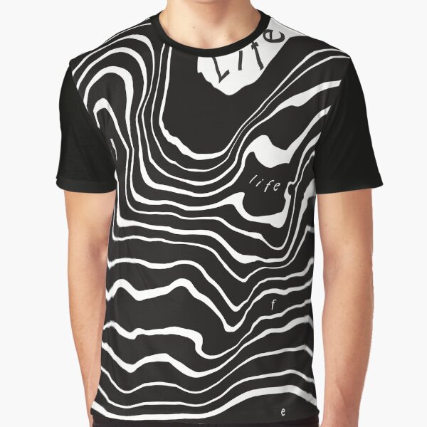 Item preview, Abstract Wavy Lines Art with "Life" – Black Ink Design designed and sold by Cgraphy-space.