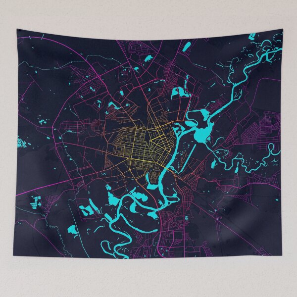 Item preview, Gomel City Map Belarus - Neon designed and sold by deMAP.