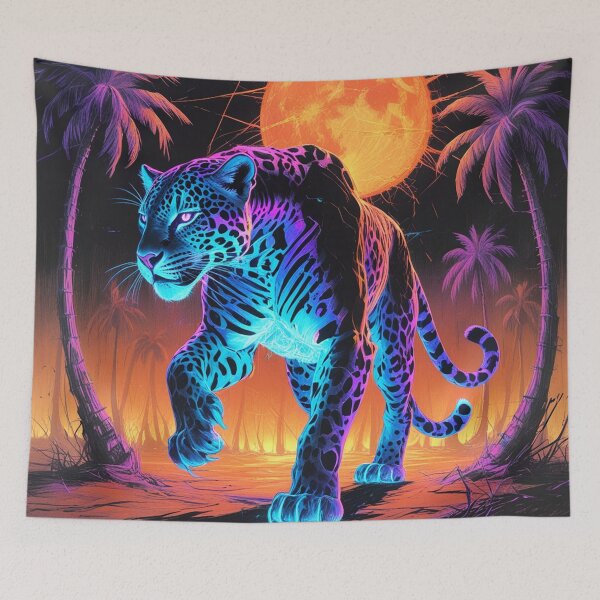 Item preview, Glitching Cyber Jaguar in the Depths of the Wasteland designed and sold by Blueangelgal.