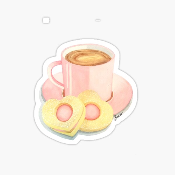 Coffee and cookies, pastel pink art Sticker