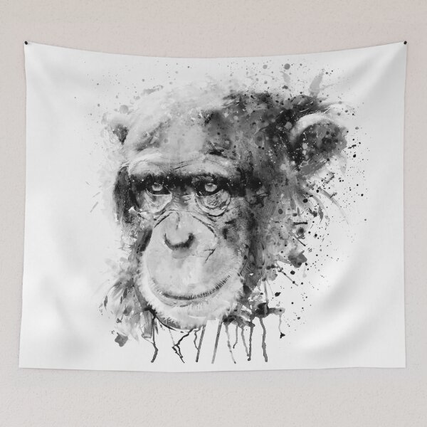 Item preview, Chimpanzee Portrait – Black & White designed and sold by caracatita75.