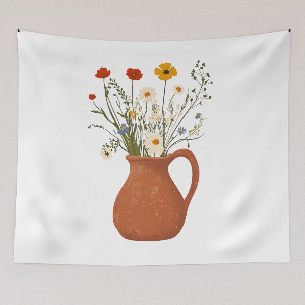 Item preview, Ruralcore - Clay Jug with Wildflowers designed and sold by bapupa.