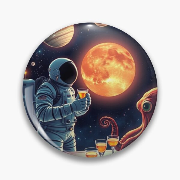 Item preview, Intergalactic Tea Party Chaos – An astronaut invites bizarre creatures to a surreal, floating tea party designed and sold by FotoworldEdel.