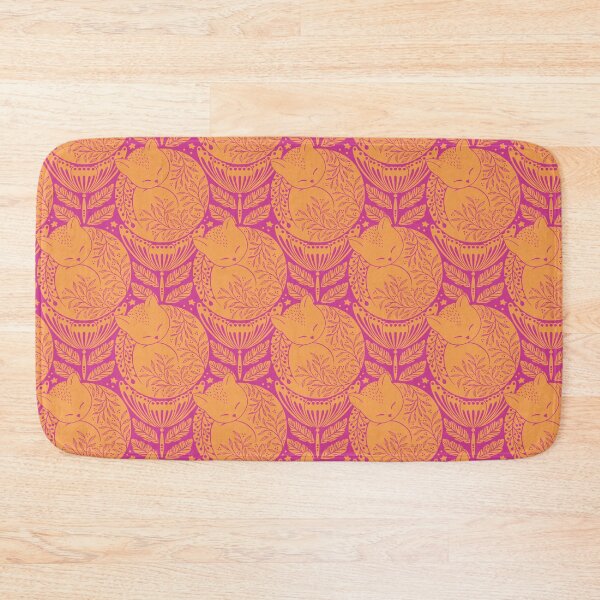 Item preview, Folk cat sleeping in a flower - hot pink and orange designed and sold by OzdeBayer.