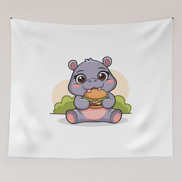 Item preview, hippo eating burger designed and sold by Eternalski.