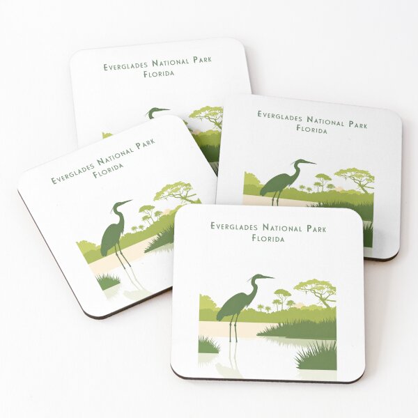Item preview, Everglades National Park Florida – Minimalist retro vintage nature poster with heron in tropical landscape designed and sold by pod24.