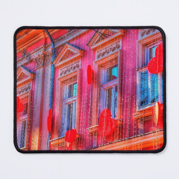 Item preview, Romantic Facade in Red – Heart Decorations on Vintage Building designed and sold by Faruk Kalkan Travel Gallery.