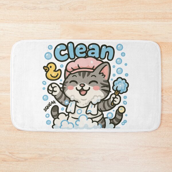 Item preview, Clean Cat – Bubble Bath Time Illustration designed and sold by 奇0904.