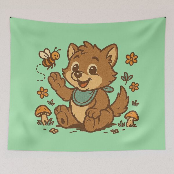 Item preview, Adorable Baby Wolf Waving Hello designed and sold by zzz888.