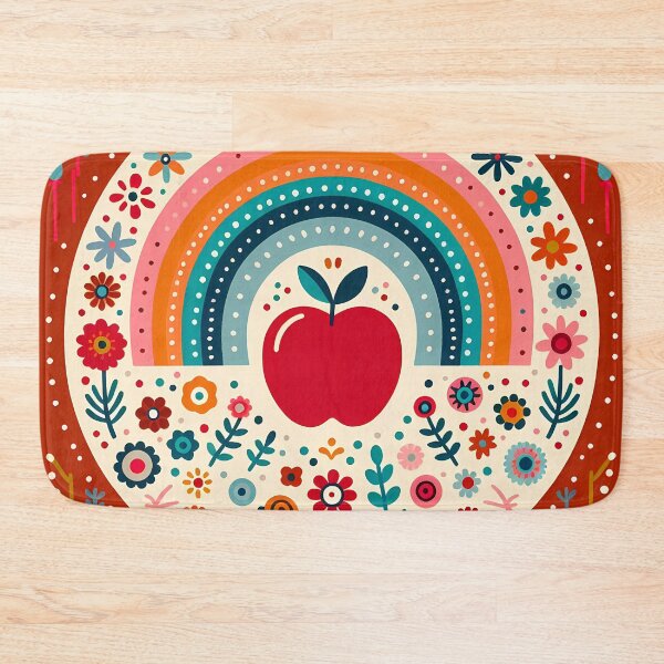 Item preview, Scandinavian Folk Art Red Apple and Rainbow by heidiannemorris © designed and sold by FOLK ART FUSION by heidiannemorris.