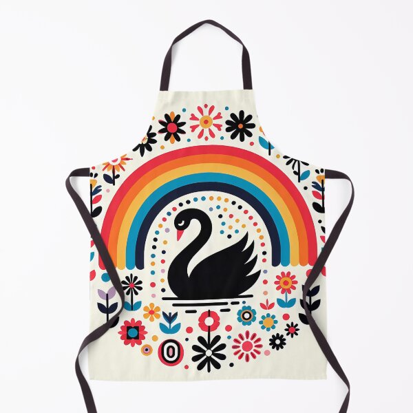 Item preview, Scandinavian Folk Art Graceful Black Swan and Rainbow by heidiannemorris © designed and sold by FOLK ART FUSION by heidiannemorris.