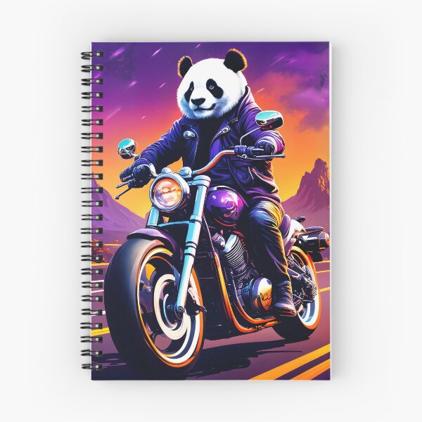 Item preview, Futuristic Biker Panda Riding Through Neon Landscape designed and sold by MOKAdesign.